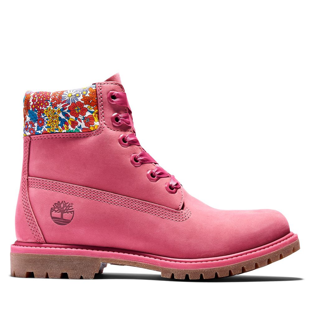 Botas 6-Inch Timberland Argentina Mujer - 6-Inch Premium Waterproof Made With Liberty Fabric - Rosas